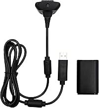OSTENT 2 in 1 Charger Cable + Rechargeable Battery Pack for Xbox 360 Wireless Controller Color Black
