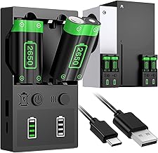 Rechargeable Battery Packs for Xbox Series X/S Controllers, 2 X 2650mAh High Capacity Batteries with charger Stand, 2 in 1 Battery Packs with LED Indicator Charging Accessories for Xbox Series X/S
