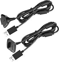 2 Pack USB Charging Cable Wireless Charger for Xbox 360 Wireless Controller (Black)