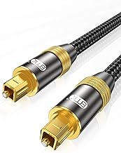 EMK® Optical Audio Cable Digital Toslink Cable 24K Gold-Plated Nylon Braided S/PDIF Cable for Home Theater, Sound Bar, TV, PS4, Xbox, Playstation (26ft/8m)