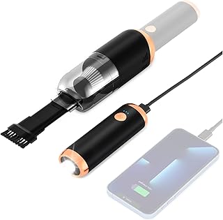 SEANCHEER Small Car Vacuum Cordless Rechargeable, 7000Pa/120W Mini Car Vacuum Cleaner, Detachable Handheld Vacuum Cordless with LED Flashlight/powerbank, Portable Vacuum Cleaner for Car/Home/Outdoor