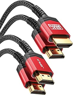 JSAUX 8K HDMI Cables 2.1 10FT 2-Pack 48Gbps 8K & 4K Ultra High Speed Cords(8K@60Hz 7680x4320, 4K@120Hz) eARC HDR10 HDCP 2.2 & 2.3 3D, Compatible for PS5/PS4/X-Box/Roku TV/HDTV/Blu-ray/LG/Samsung QLED