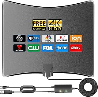 2023 Upgraded TV Antenna-480 Miles Range TV Antenna for Smart TV Indoor,Pro Digital Antenna-Antenna Support 8K 4K 1080p All TV's VHF UHF,TV Antenna Indoor Outdoor 360°Signal Reception-18ft Coax Cable
