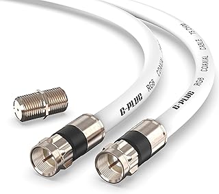 G-PLUG 6FT RG6 Coaxial Cable Connectors Set – High-Speed Internet, Broadband and Digital TV Aerial, Satellite Cable Extension – Weather-Sealed Double Rubber O-Ring and Compression Connectors White