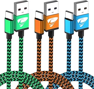 Aioneus USB A to Type C Charger Cable 10ft 3Pack, Long USB C Fast Charging Cord Braided for Samsung Galaxy S22 S21 S20 S10 S9 A03s A12 A13 A20 A21 A32 A42 A50 A51 A53 A71 S10e A10e, Moto G7 G6, LG