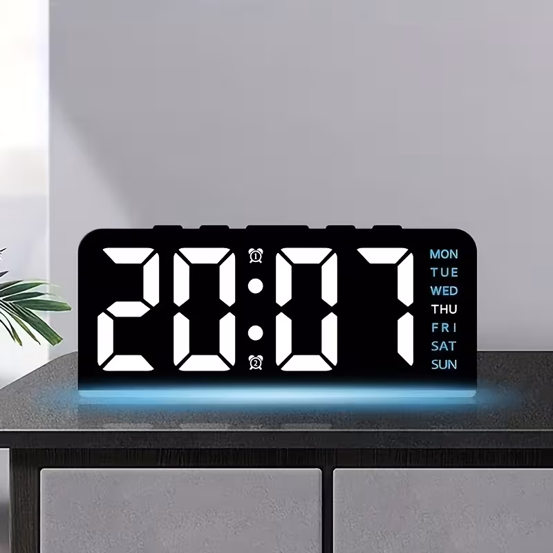 1pc Compact Multifunctional Digital Alarm Clock with Date Display and USB Power, Dual Alarm Display - Stylish Rectangular Design, Ideal for Home Decor and Holiday Gifts